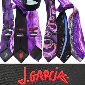 2️⃣ Two Psychedelic Signature Purple & Black J. Garcia Silk Neckties/Neck Ties